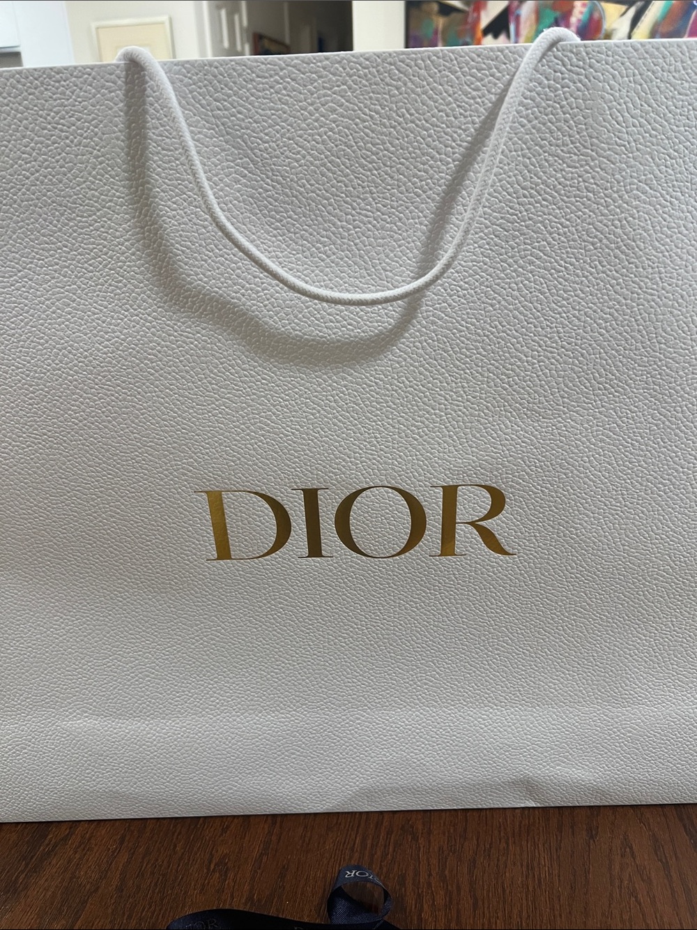 DIOR XL White Paper Shopping Bag with Gold Logo